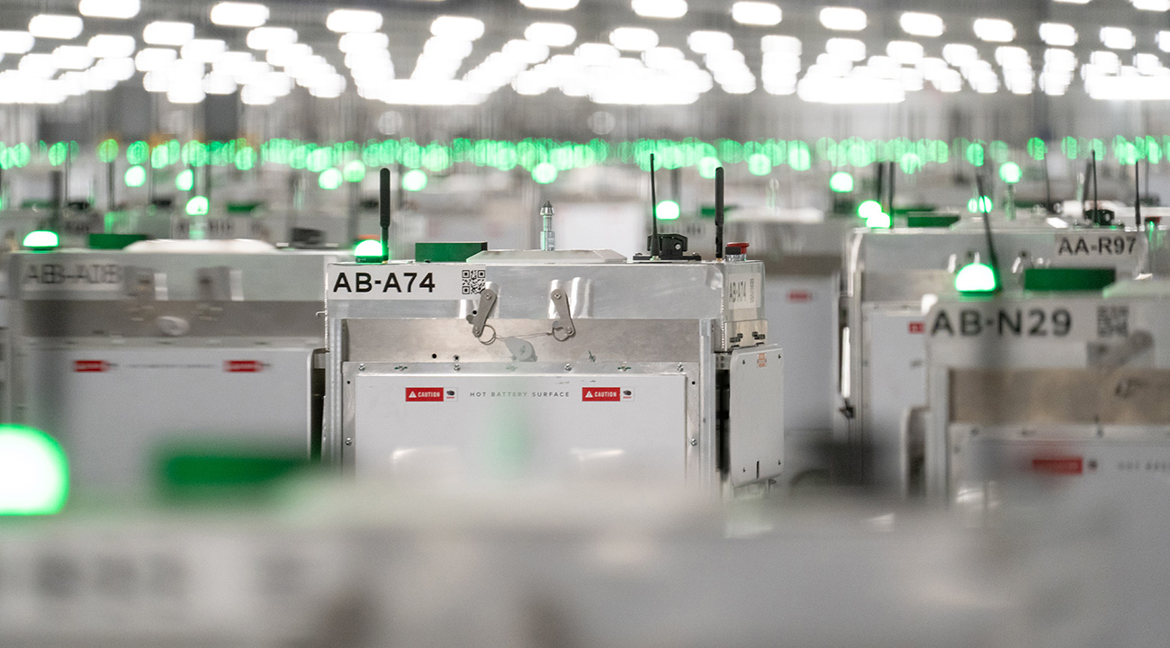 Ocado robots in automated warehouse