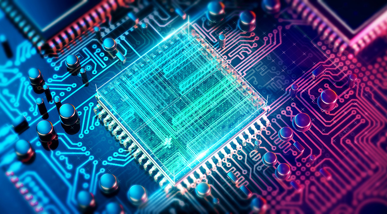 Close up of circuit board for Iridium satellite phone technology